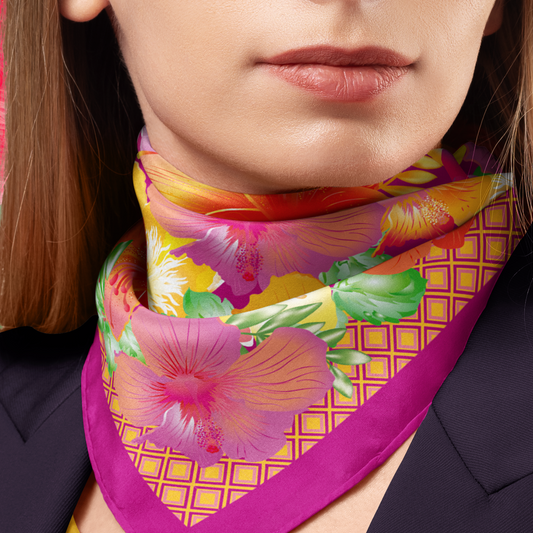 Amaryllis and Peonies Silk Twill Scarf