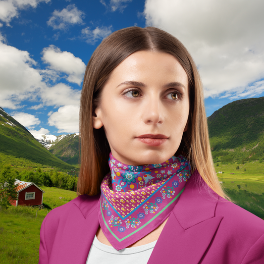 Nordic Flowers Silk Twill Scarf: A Celebration of Scandinavian Folk Art