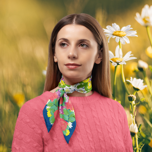 Enchanting Spring Wild Flowers Silk Twill Scarf
