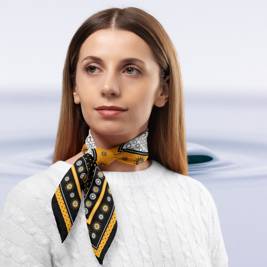 Water Circles Silk Square Scarf: Art Deco Elegance