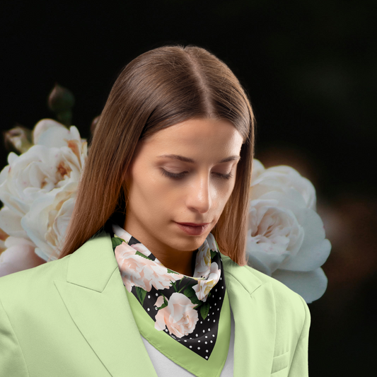 White Roses Silk Twill Scarf