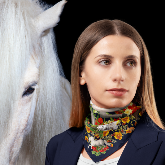 The Exquisite White Horse Silk Scarf