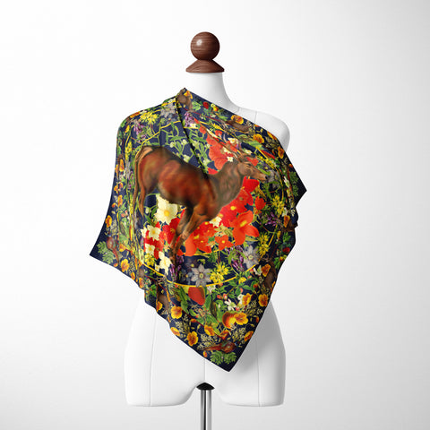 Red Stag Silk Twill Scarf | Silktopia