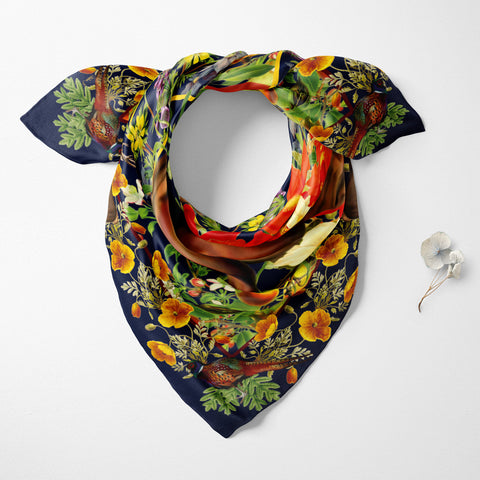 Red Stag Silk Twill Scarf | Silktopia