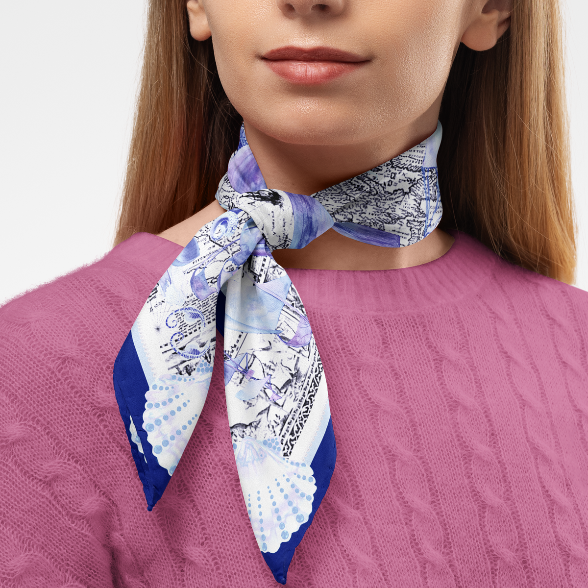 Nautical Silk Twill Scarf