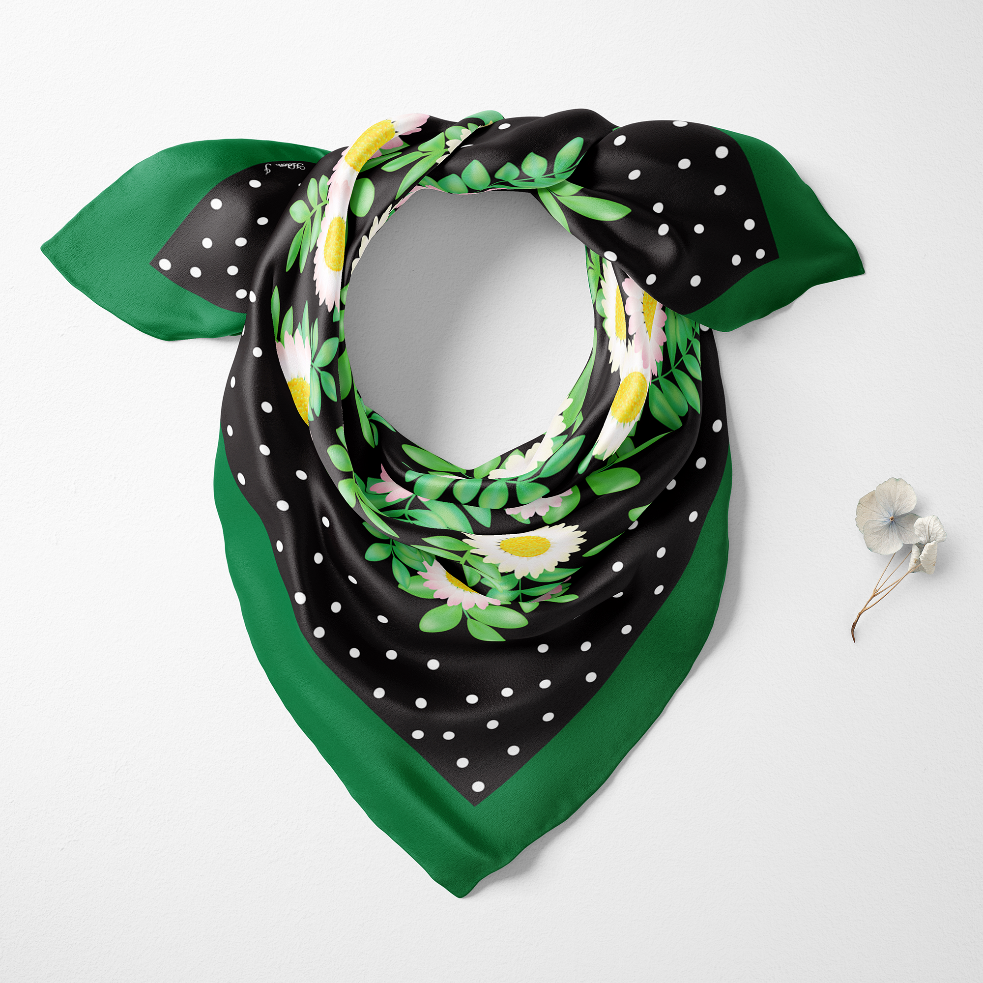 Daisy  Silk Twill Scarf | Silktopia