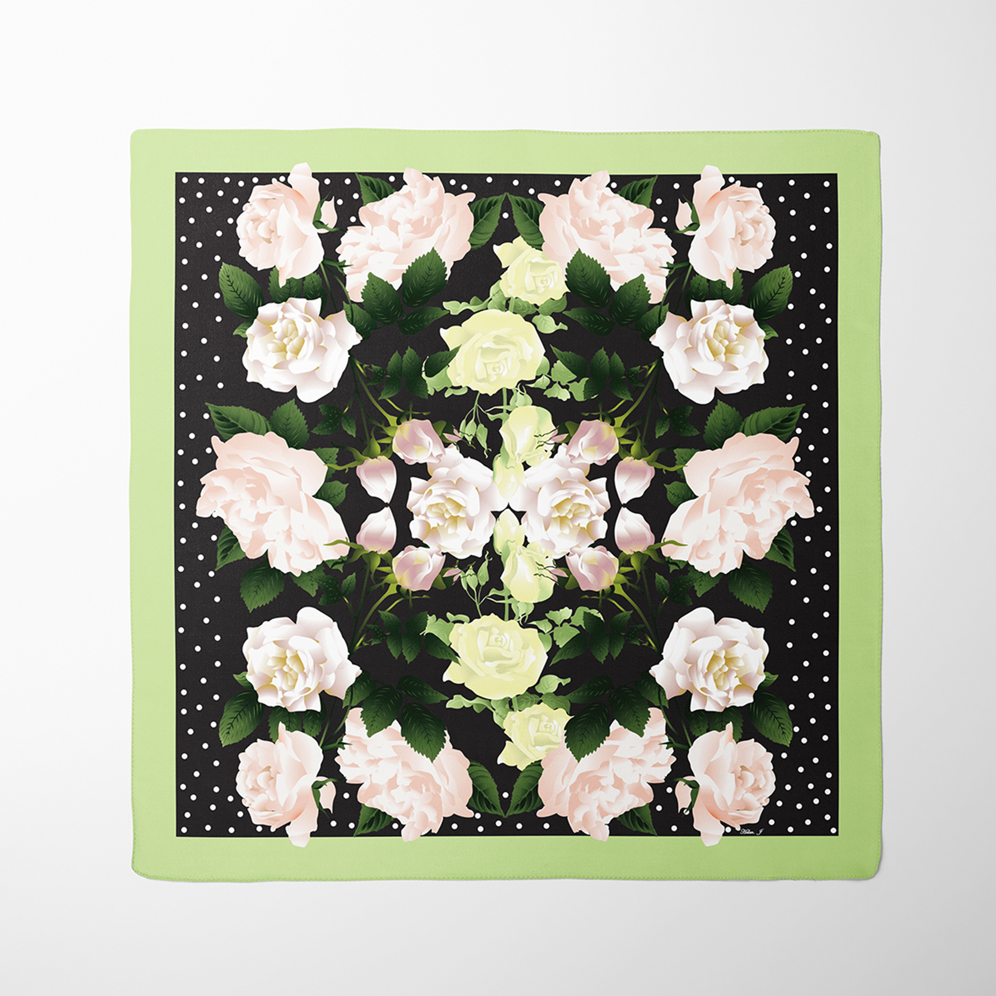 White Roses Silk Scarf