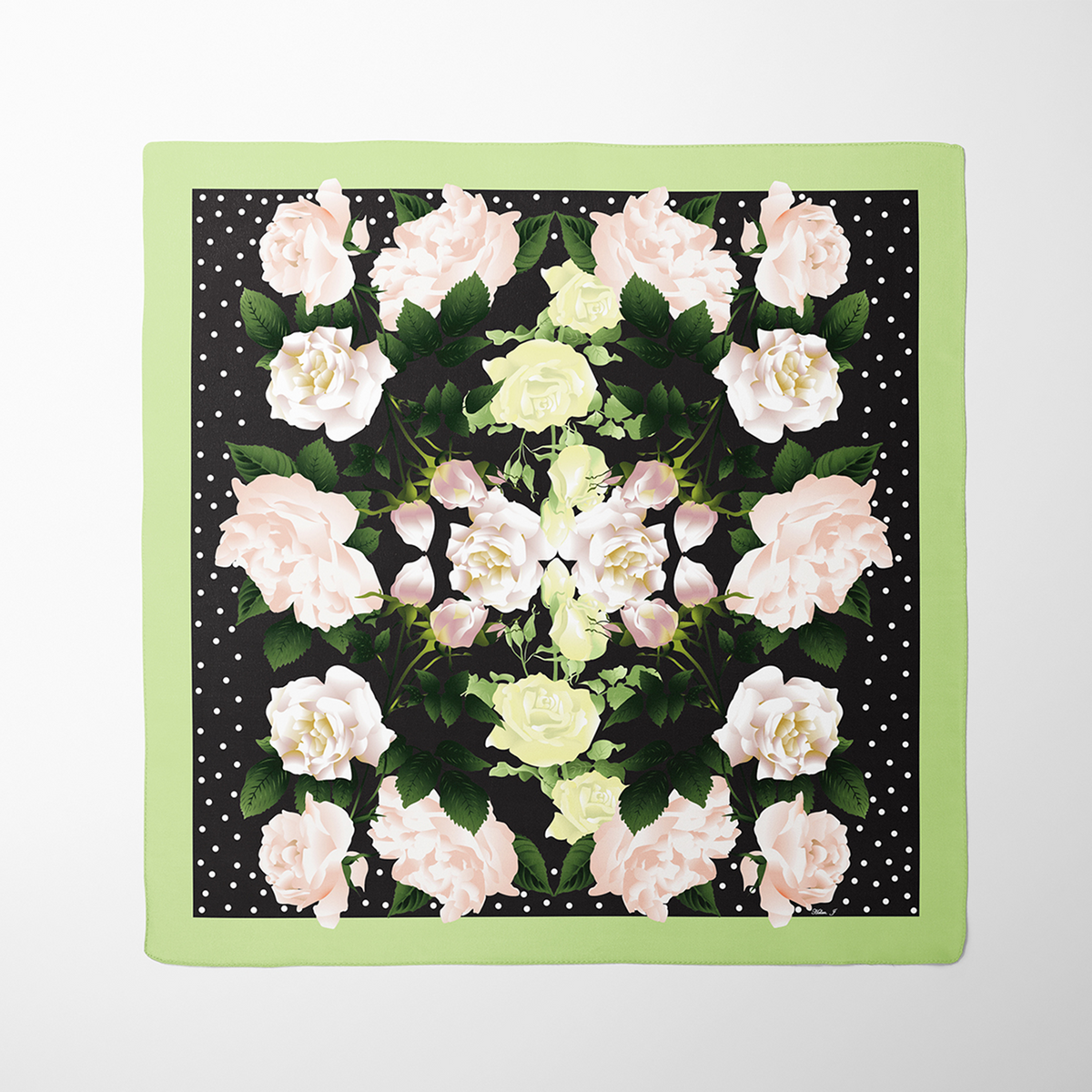 White Roses Silk Scarf