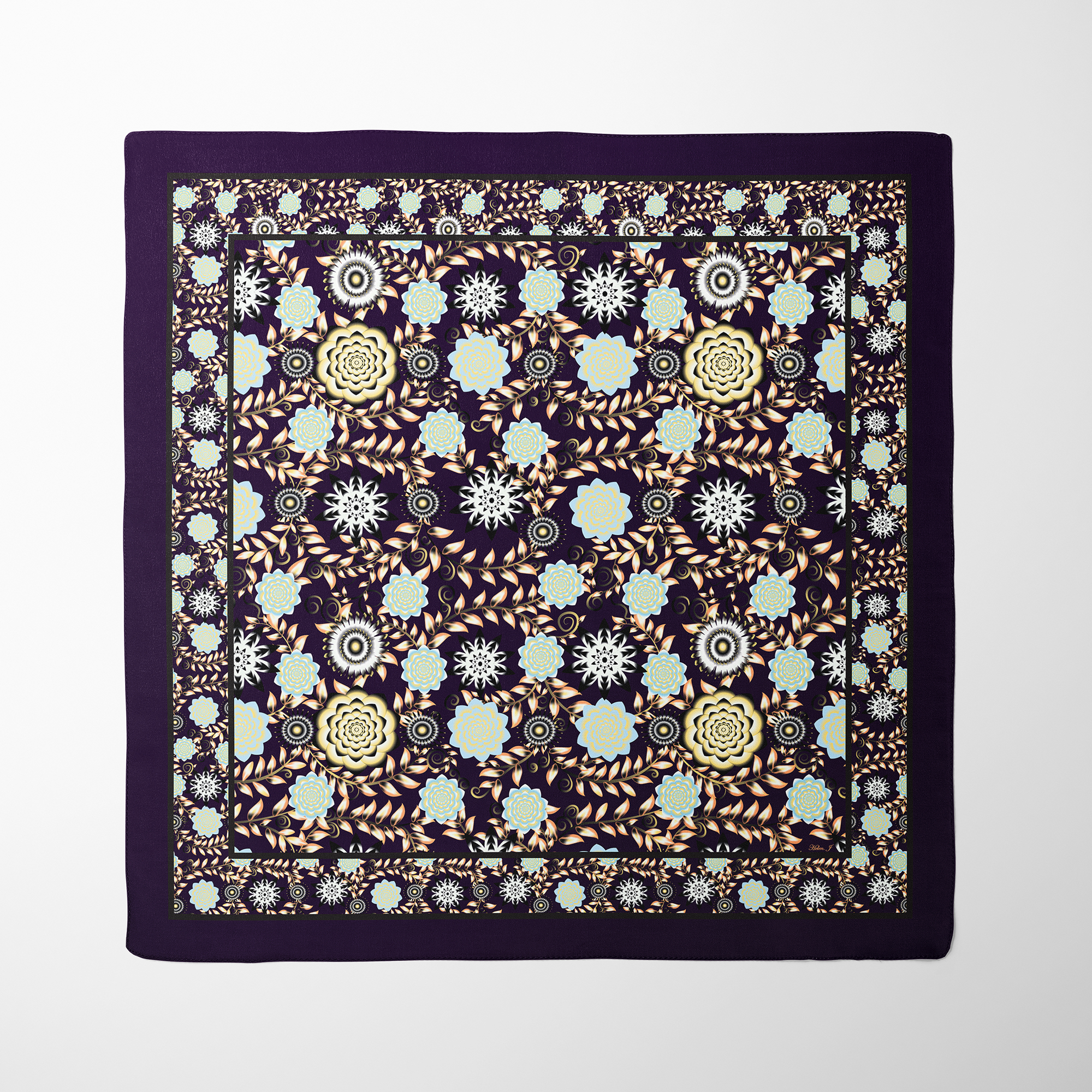 Lotus Flower Silk Twill Scarf | Silktopia