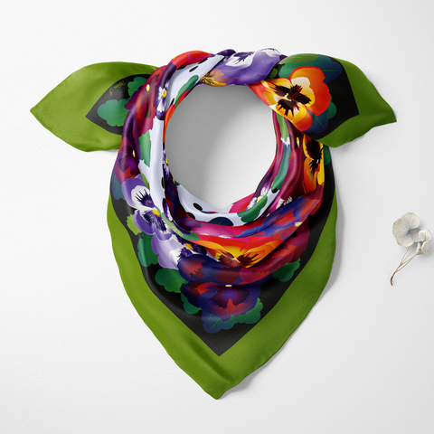 Pansy Silk Twill Scarf | Silktopia