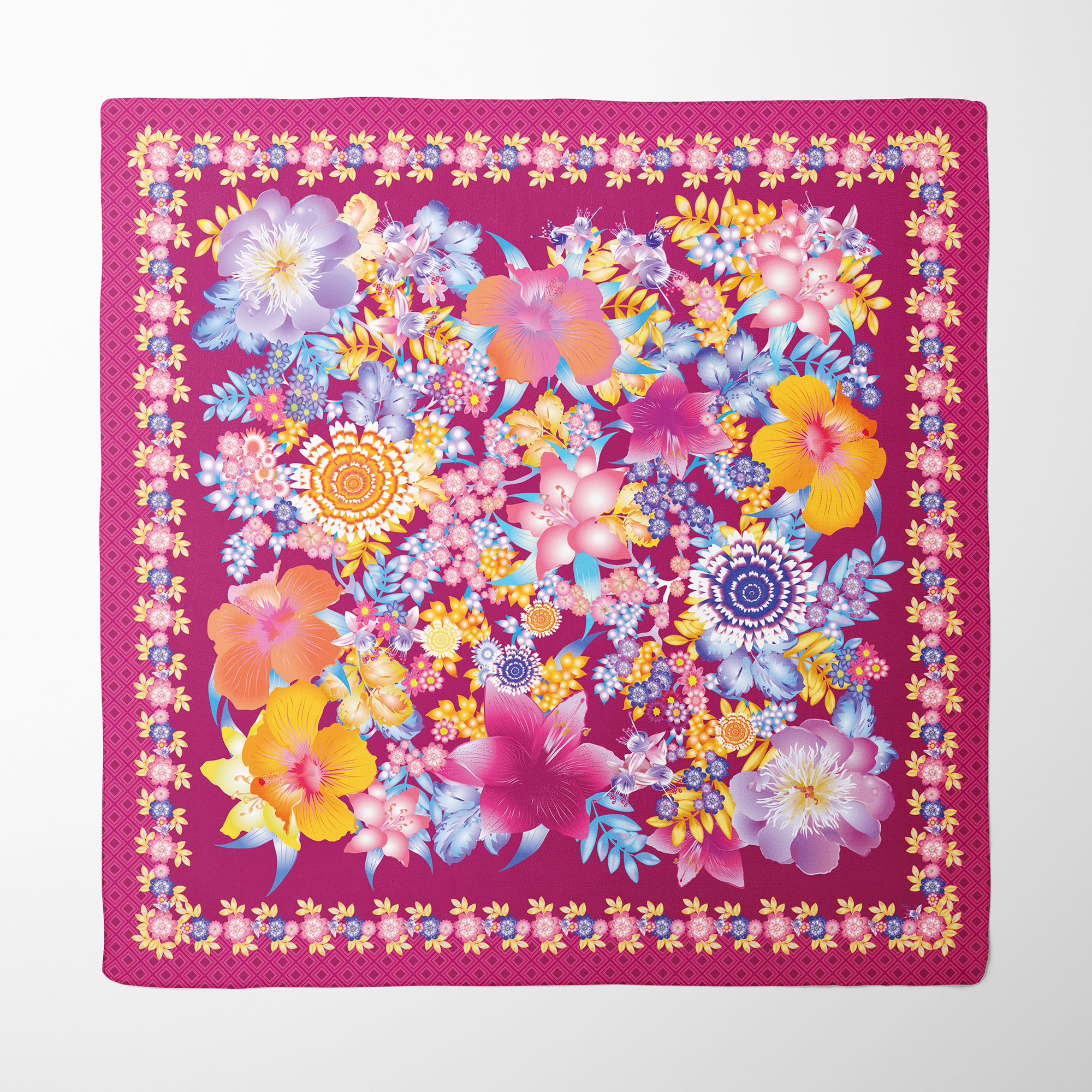 Exotic Floral Utopia Silk Twill Scarf