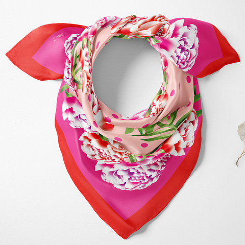 Peony Silk Twill Scarf