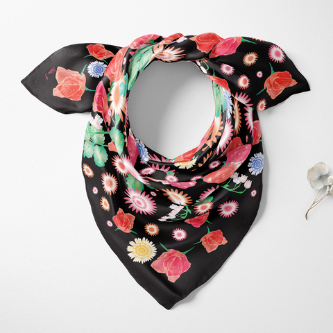 English Rose  Silk Twill Scarf | Silktopia