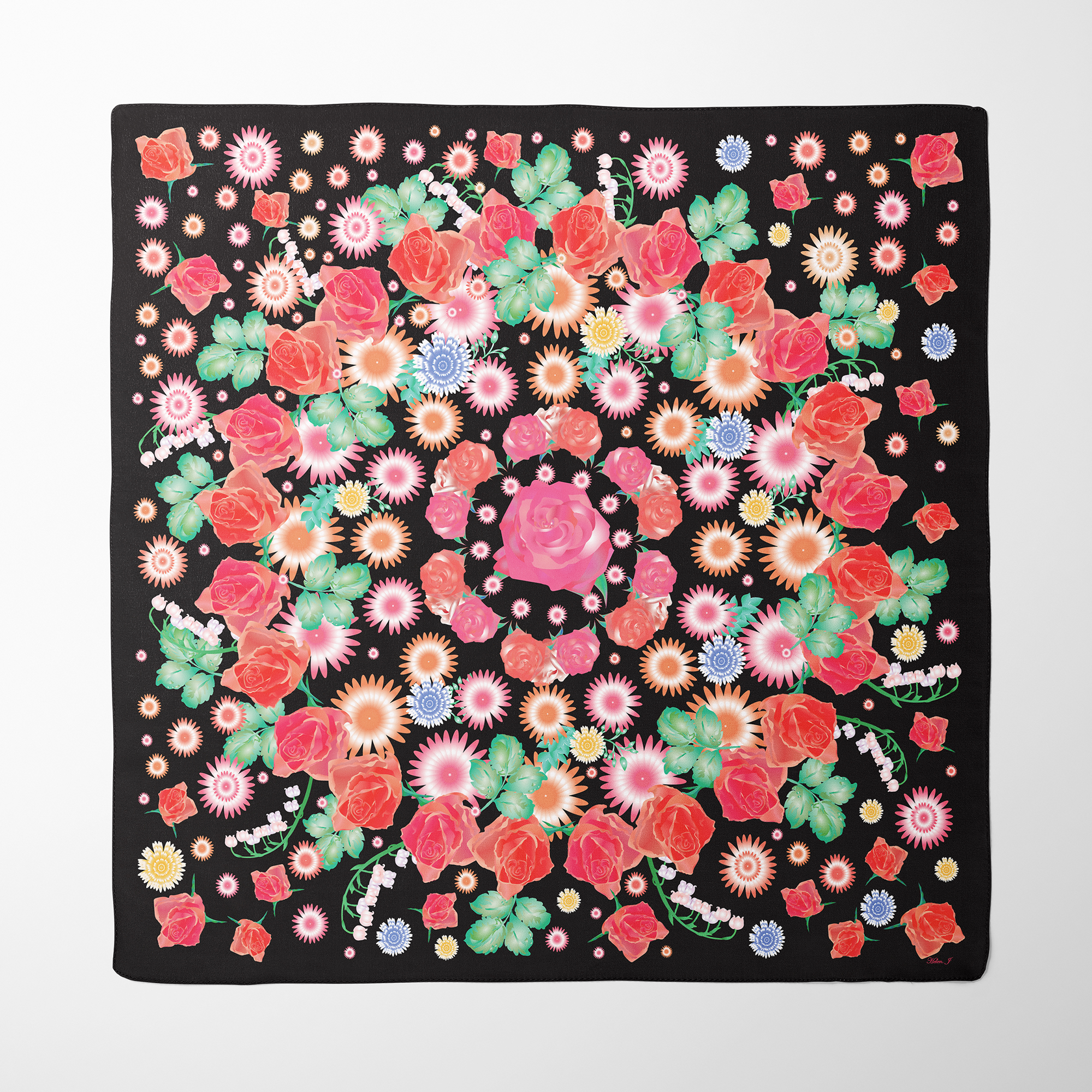 English Rose Silk Twill Scarf | Silktopia