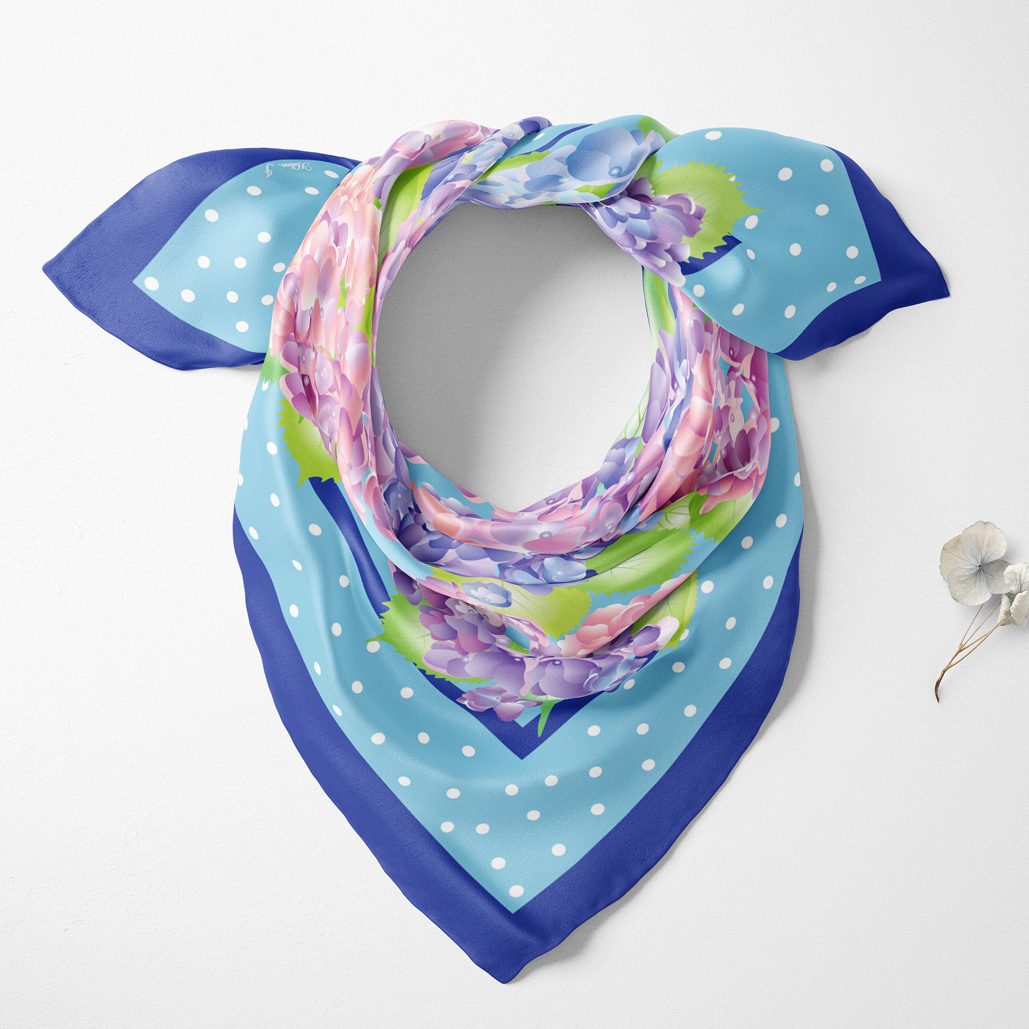 Hydrangea Silk Twill Scarf