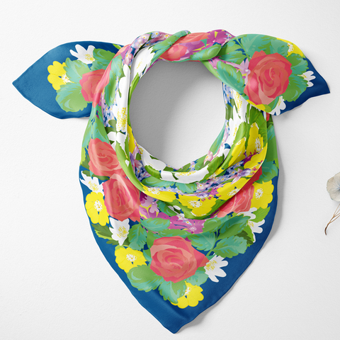 Spring Wild Flowers Silk Twill Scarf