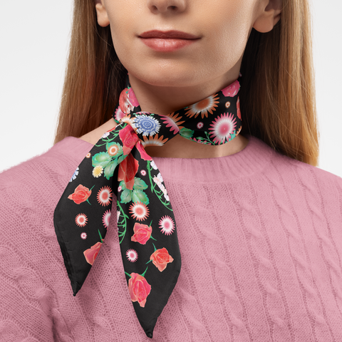English Rose Silk Twill Scarf | Silktopia