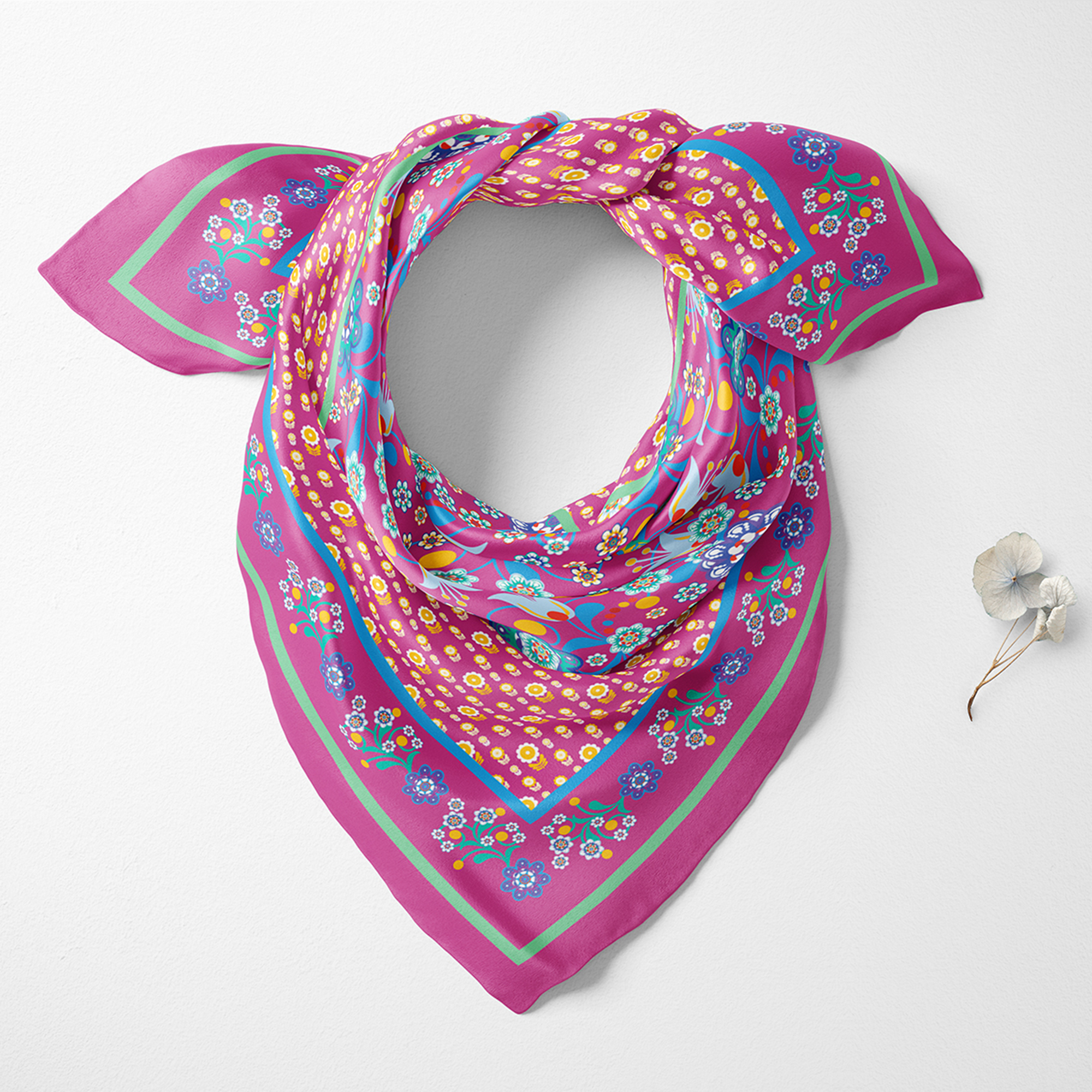 Nordic Pink Silk Twill Scarf