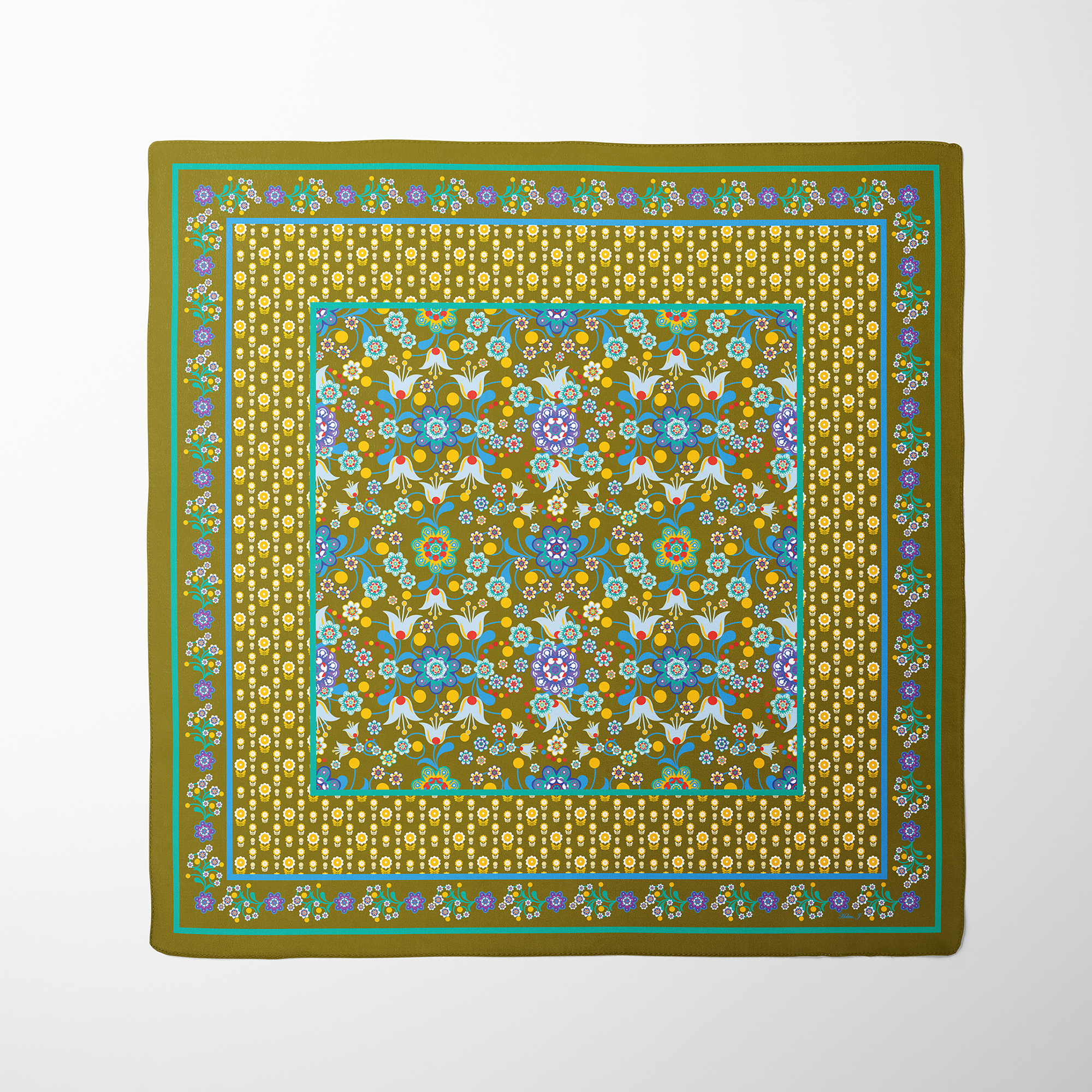 Nordic Flowers Silk Twill Scarf