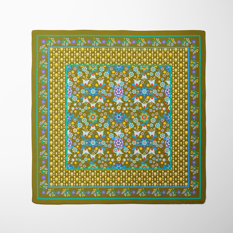 Nordic Flowers Silk Twill Scarf