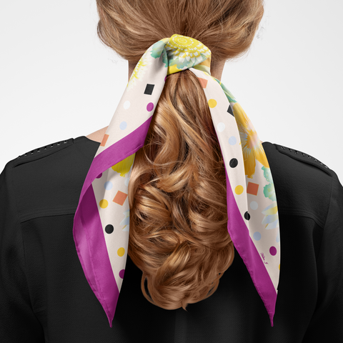 Oriental Floral Silk Twill Scarf | Silktopia