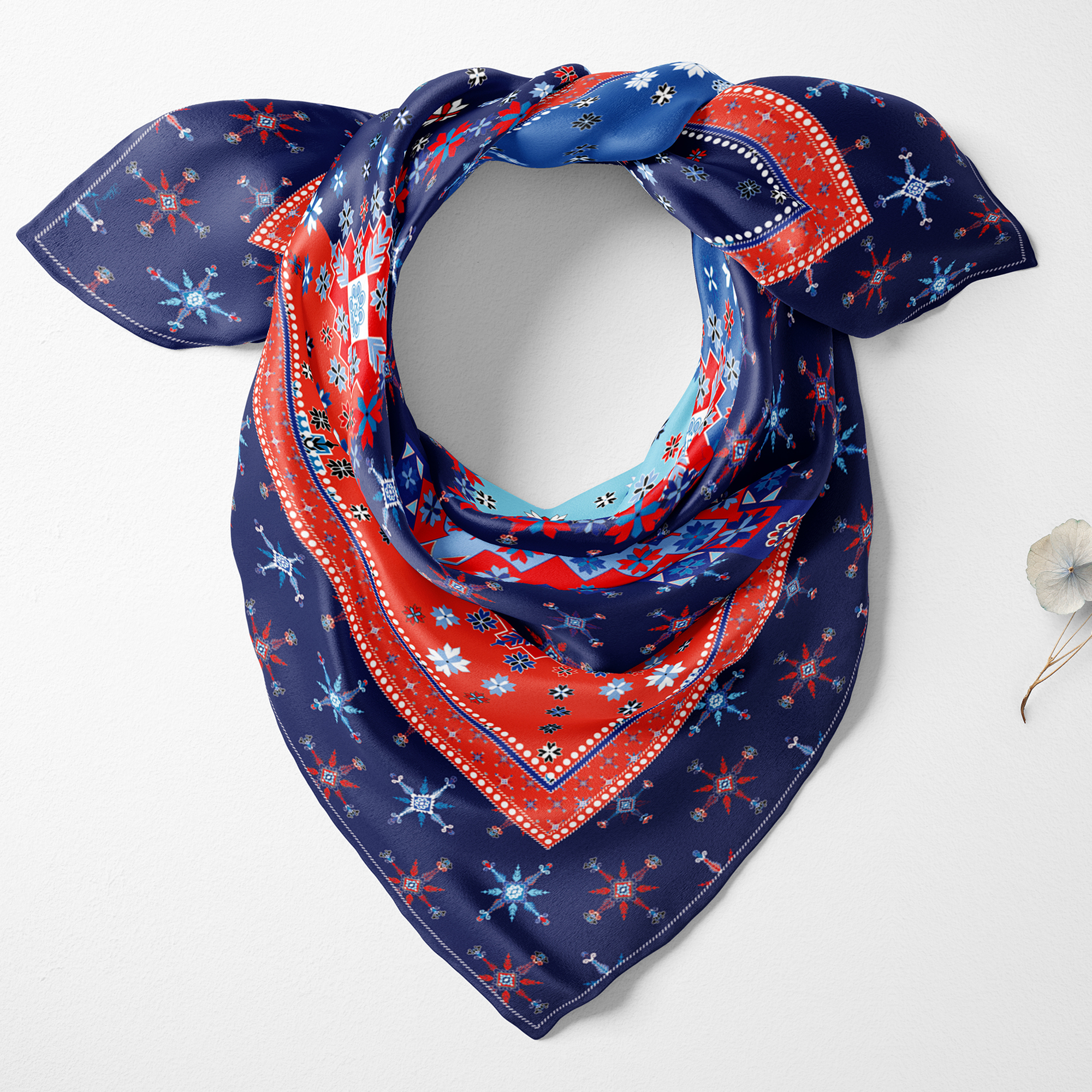Nordic Star Silk Twill Scarf | Silktopia