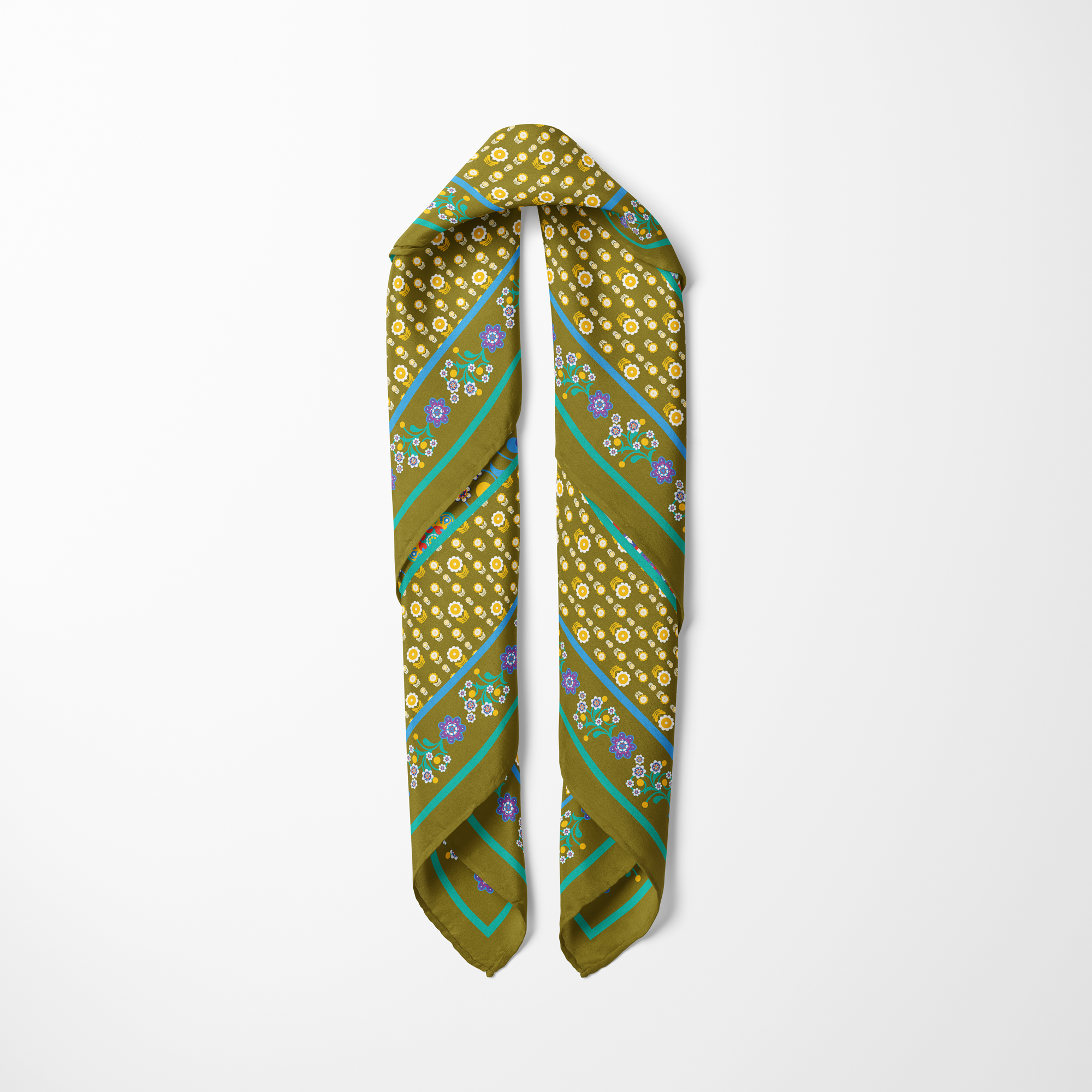 Nordic Flowers  Silk Twill Scarf
