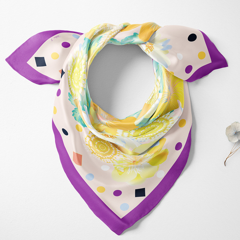 Oriental Floral  Silk Twill Scarf | Silktopia