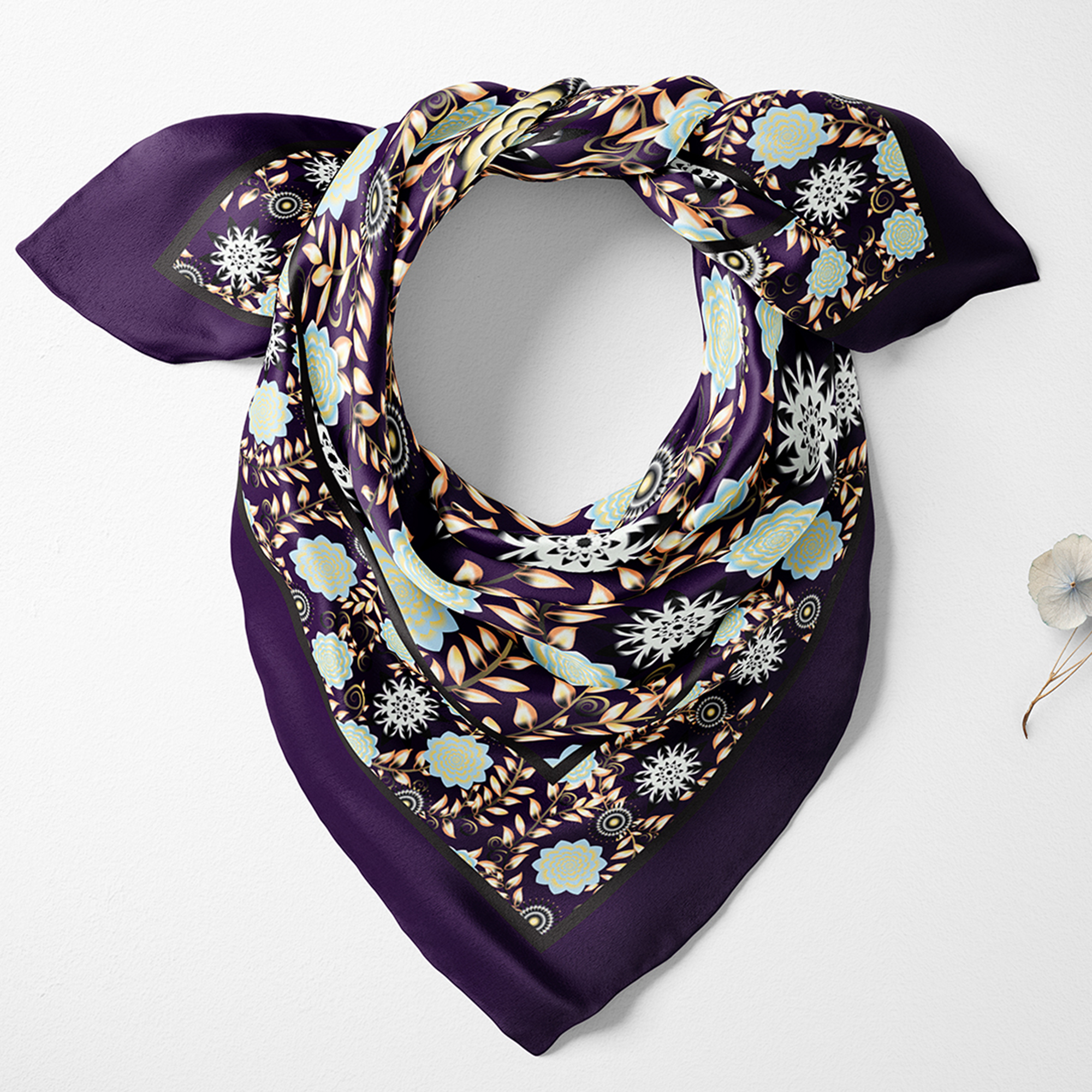 Lotus Flower  Silk Twill Scarf | Silktopia