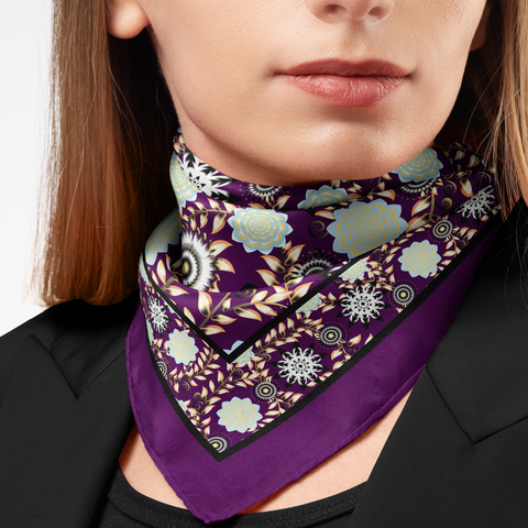 Lotus Flower  Silk Twill Scarf | Silktopia