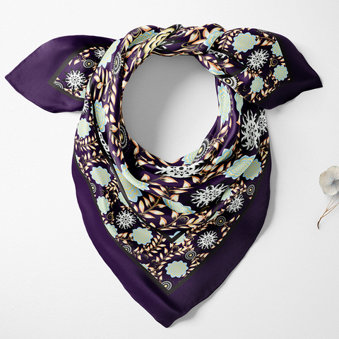 Lotus Flower  Silk Twill Scarf | Silktopia