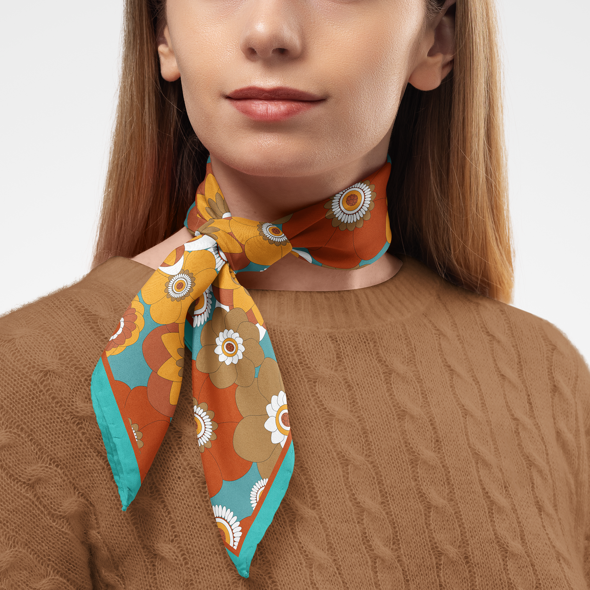 Retro Floral Silk Twill Scarf