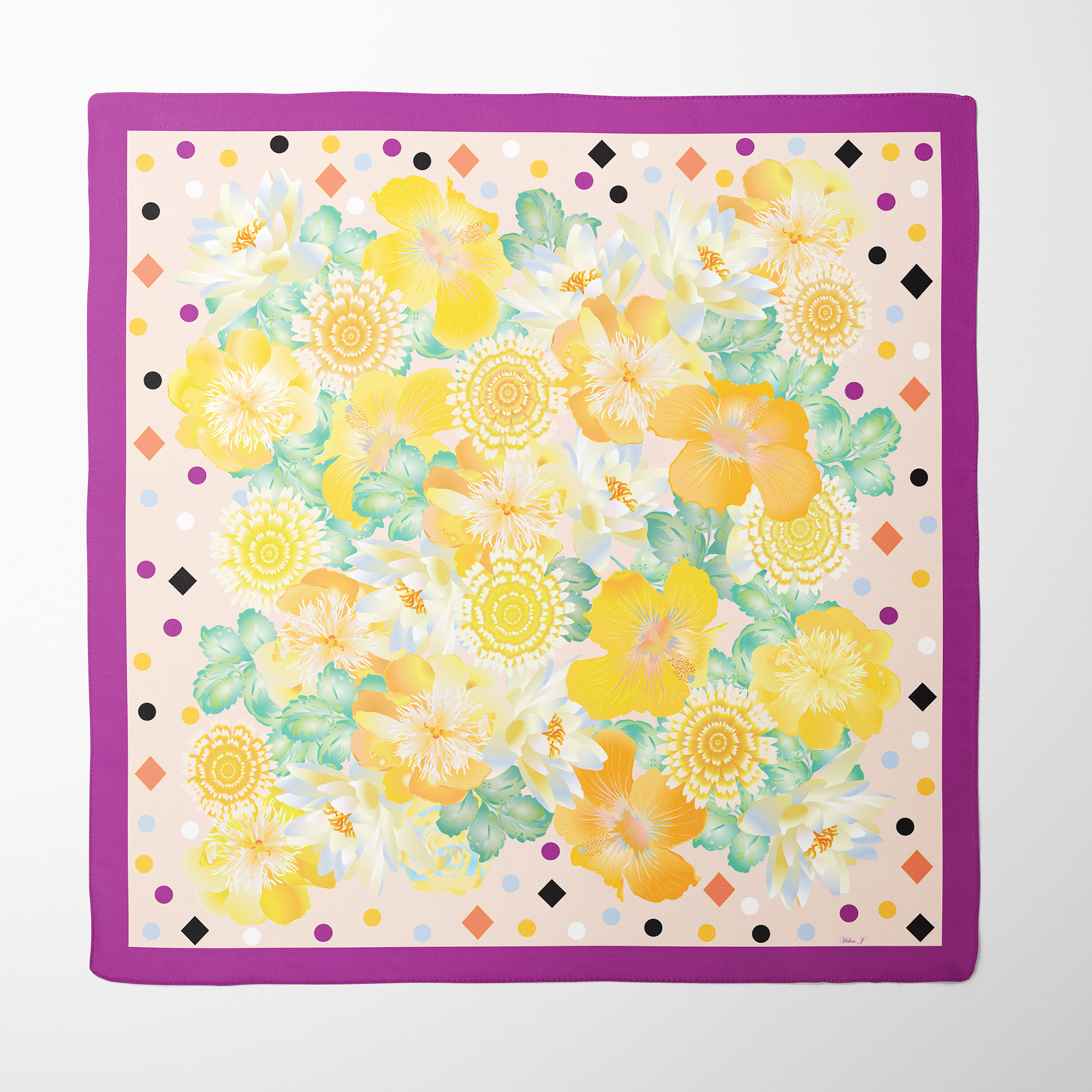 Oriental Floral Silk Twill Scarf | Silktopia