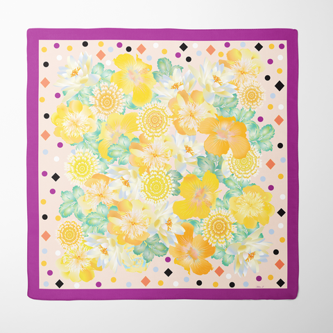 Oriental Floral Silk Twill Scarf | Silktopia