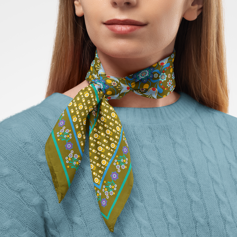 Nordic Flowers  Silk Twill Scarf
