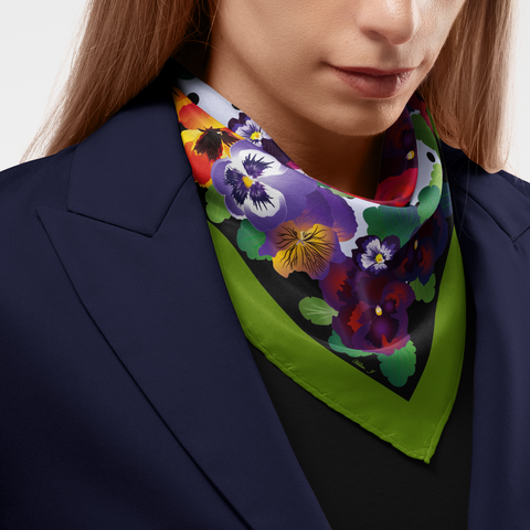 Pansy Silk Twill Scarf | Silktopia