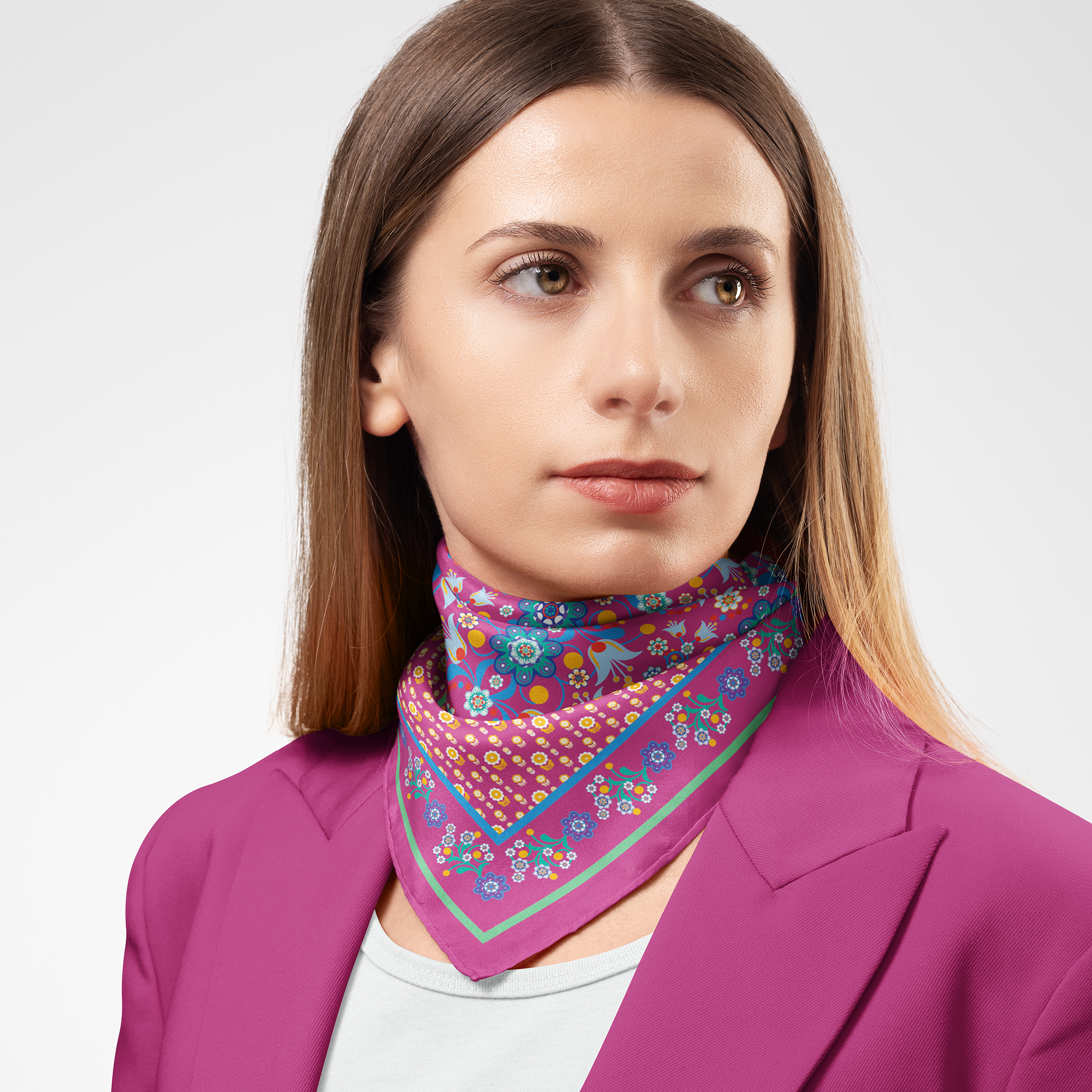 Nordic Pink Silk Twill Scarf