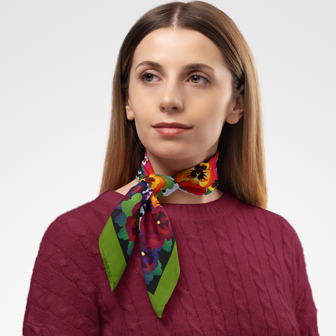 Pansy Silk Twill Scarf | Silktopia