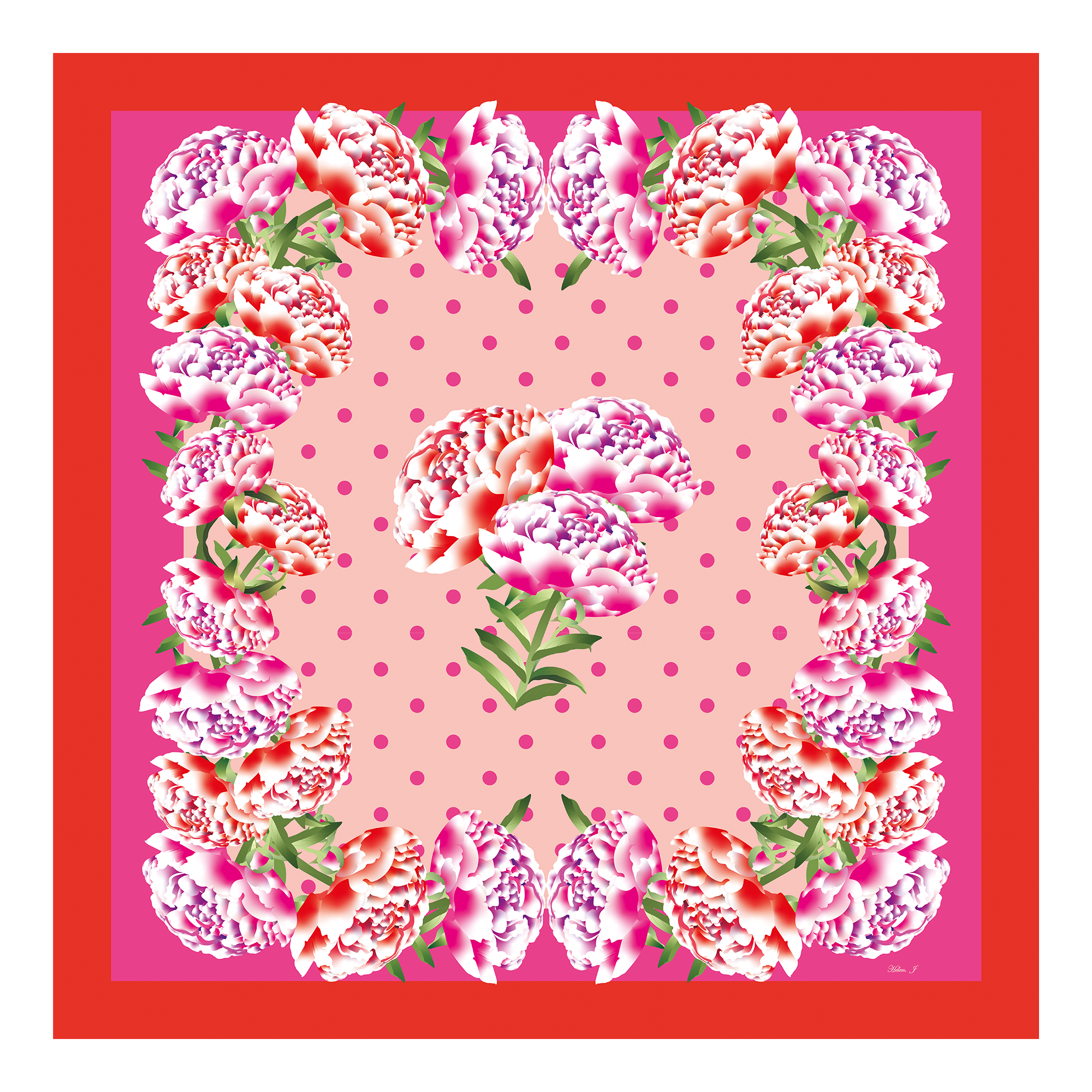 Peony Silk Twill Scarf