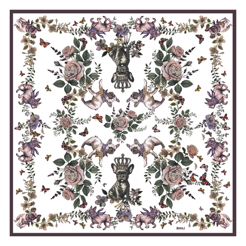 French Bulldog Silk Twill Scarf