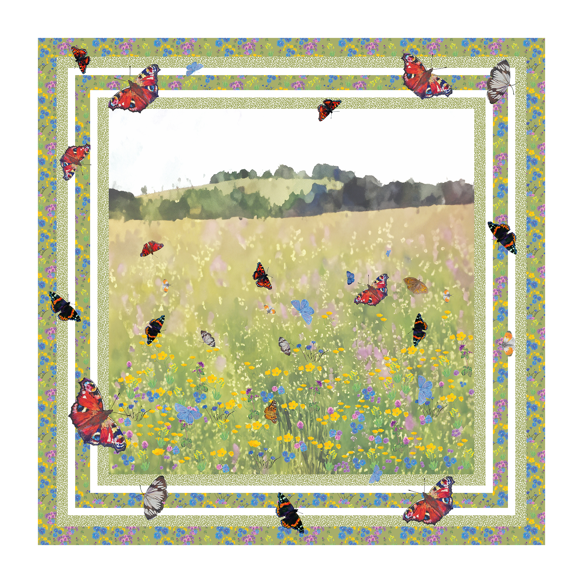 Meadow Flowers Silk Twill Scarf