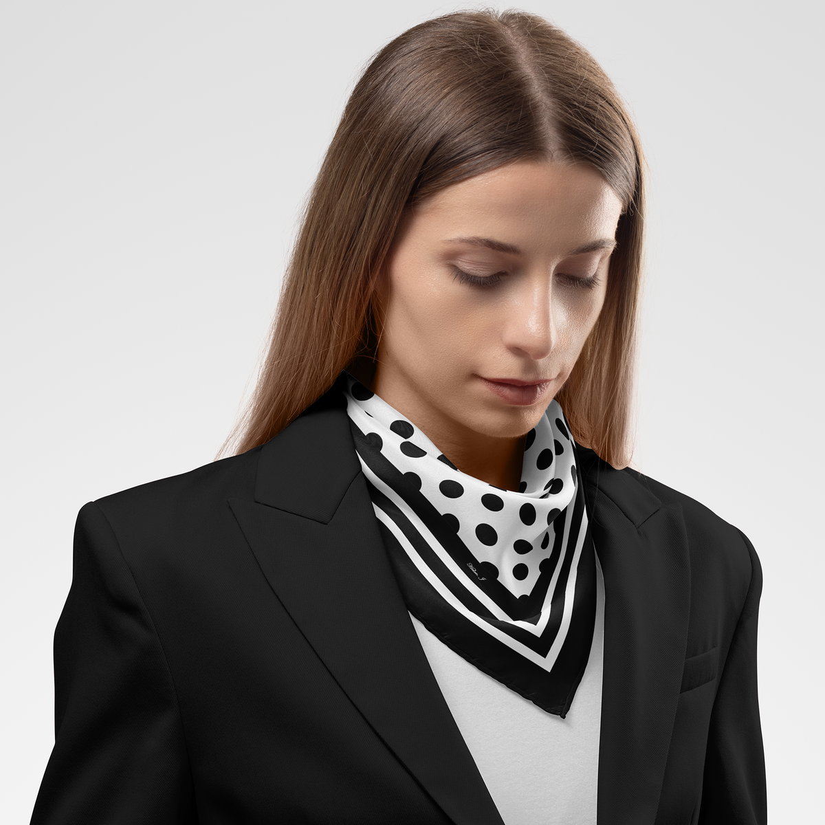 Black Spot Silk Twill Scarf