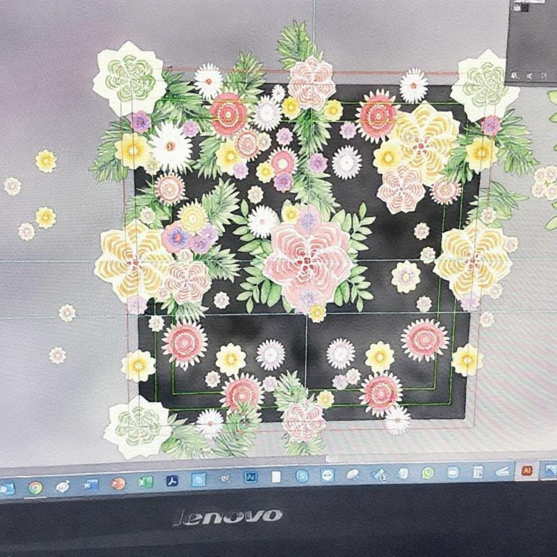 Floral design on a Lenovo laptop screen