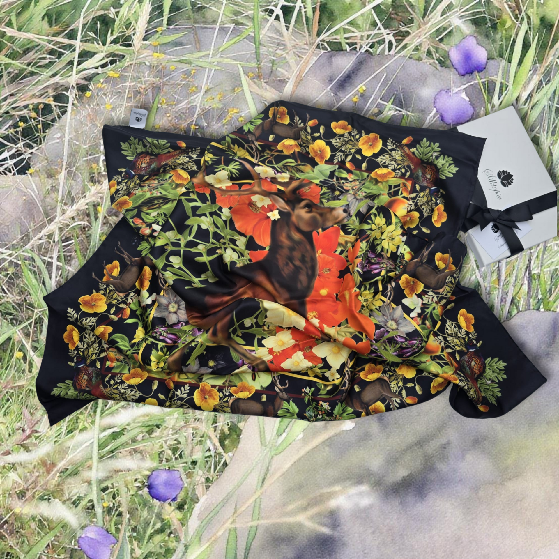 Peak District inspired silk twill scarf