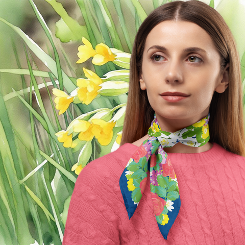 Spring Flowers Silk Twill Scarf