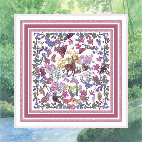 Decorative square with a deer and floral design on a green nature-themed background