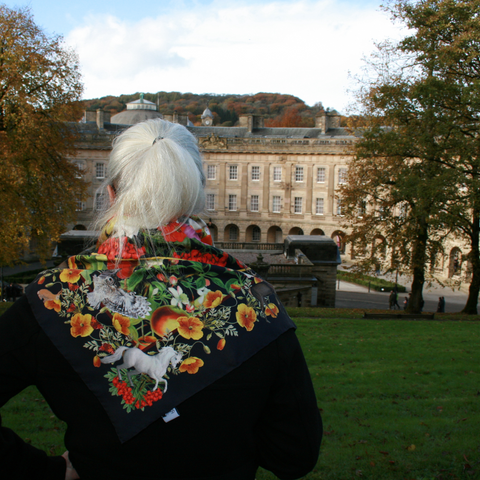 White Horse Silk Twill Scarf