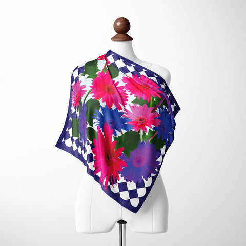 Ladies Gerbera Daisy Silk Scarf