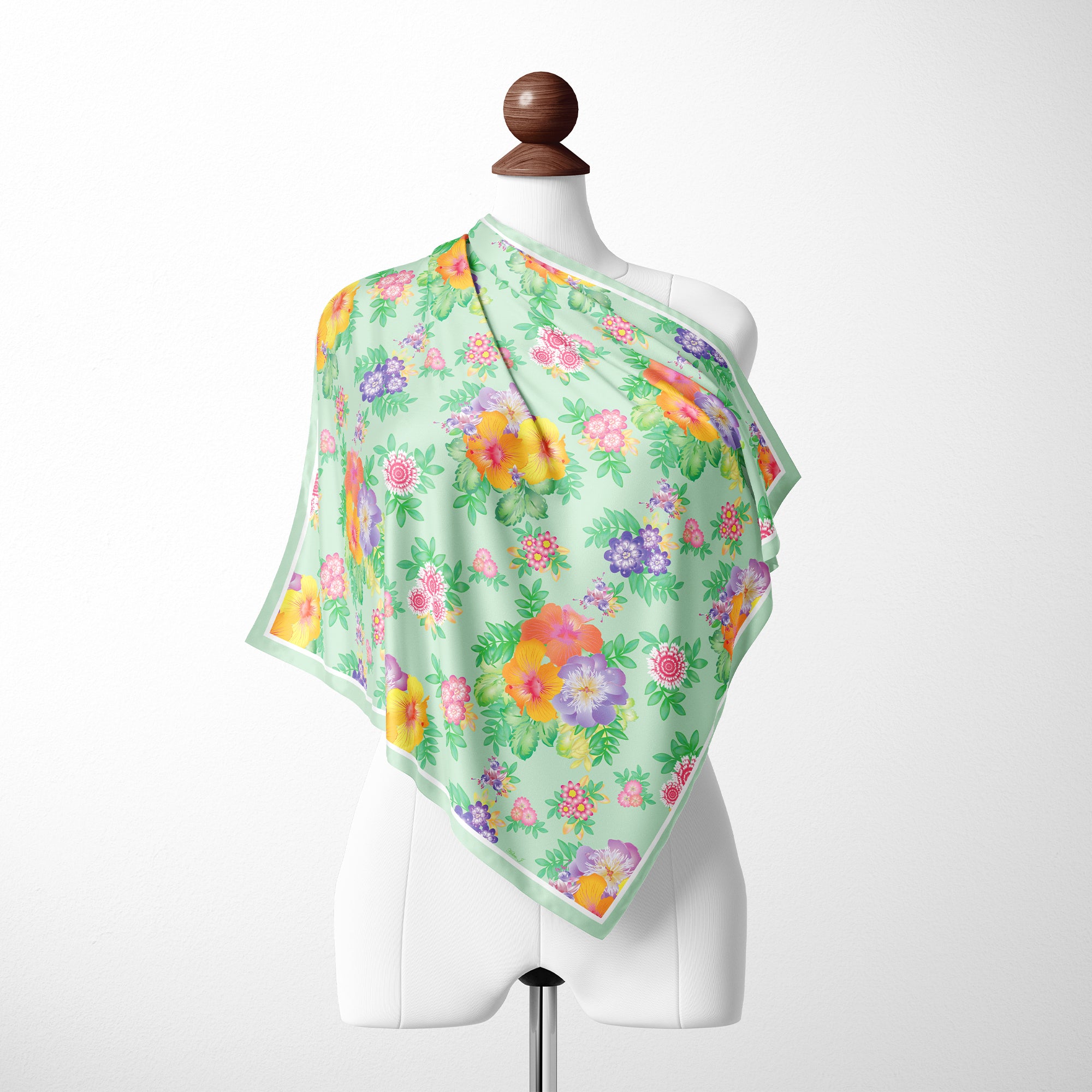 China Rose Silk Twill Scarf