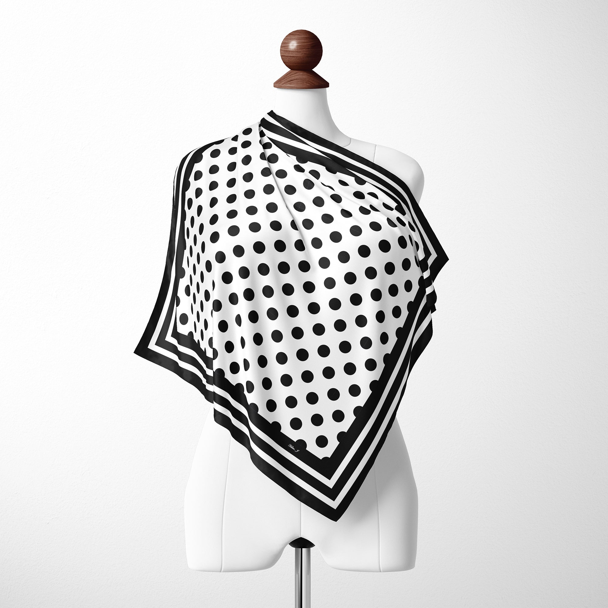 Ladies Black Spot Silk Scarf